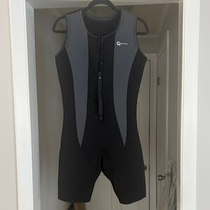 Women's Black and Gray Swim One Piece